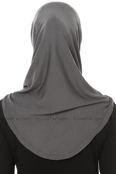 Hanfendy Plain Logo - Hijab One-Piece Gris Foncé
