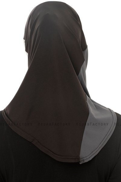 Esin - Hijab One-Piece Noir & Gris Clair & Anthracite