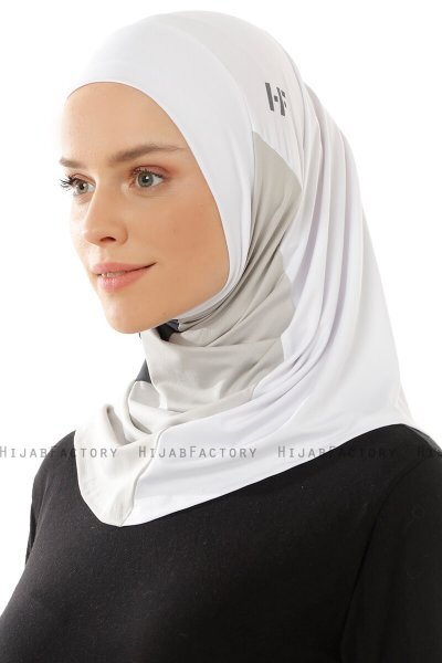Esin - Hijab One-Piece Blanc & Gris Clair & Anthracite