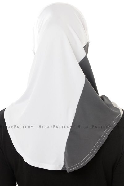 Esin - Hijab One-Piece Blanc & Gris Clair & Anthracite