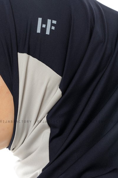 Esin - Hijab One-Piece Bleu Marin & Gris Clair & Bleu Clair