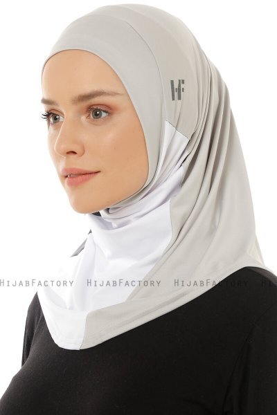 Esin - Hijab One-Piece Gris Clair & Blanc & Anthracite