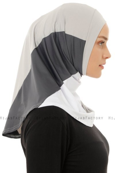Esin - Hijab One-Piece Gris Clair & Blanc & Anthracite