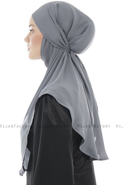Ebrar - Hijab Al Amira Crepe Chiffon Gris Foncé