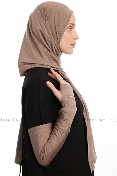 Azize - Pro Scarf Sport Hijab Set Taupe Foncé