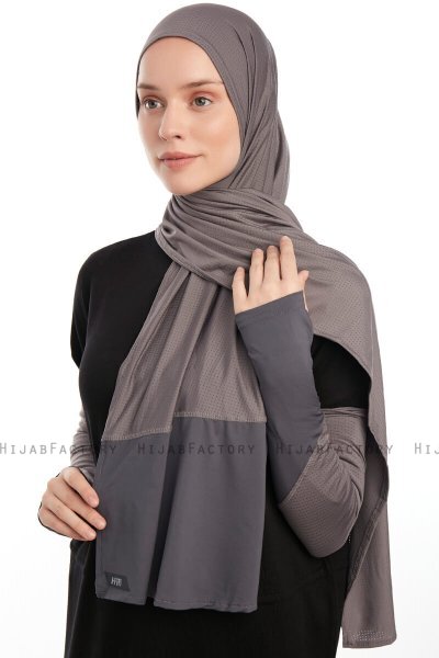 Azize - Pro Scarf Sport Hijab Set Gris Foncé
