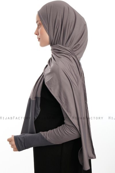 Azize - Pro Scarf Sport Hijab Set Gris Foncé