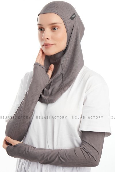 Bayda - Pro Sport Hijab Set Gris Foncé