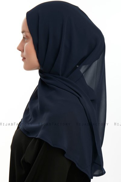 Eylem - Hijab Chiffon One Piece Bleu Marin