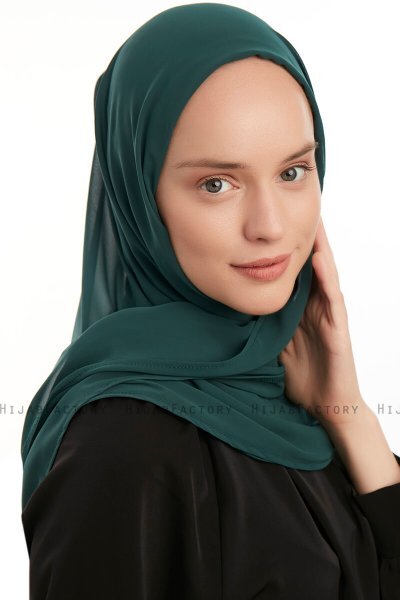 Eylem - Hijab Chiffon One Piece Vert Foncé