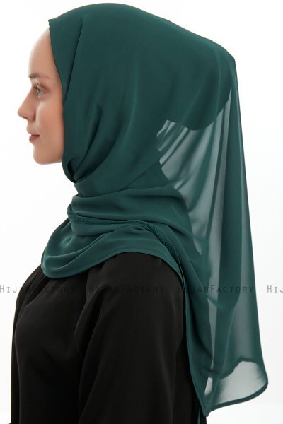 Eylem - Hijab Chiffon One Piece Vert Foncé