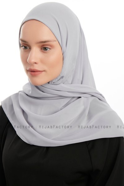 Eylem - Hijab Chiffon One Piece Gris Clair