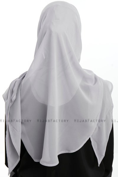 Eylem - Hijab Chiffon One Piece Gris Clair
