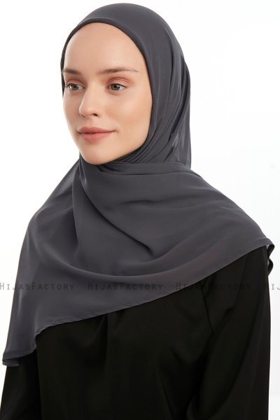 Eylem - Hijab Chiffon One Piece Anthracite