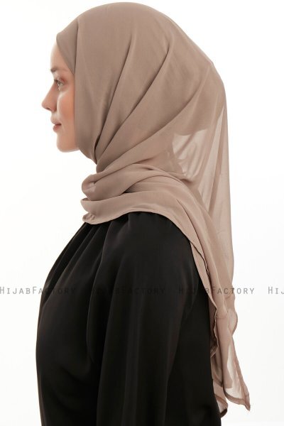 Sahar - Hijab Chiffon One Piece Taupe Foncé