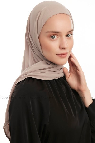 Sahar - Hijab Chiffon One Piece Taupe Clair