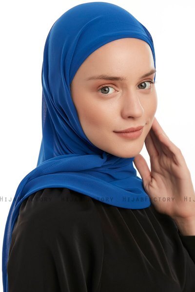 Sahar - Hijab Chiffon One Piece Bleu