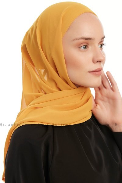 Sahar - Hijab Chiffon One Piece Moutarde