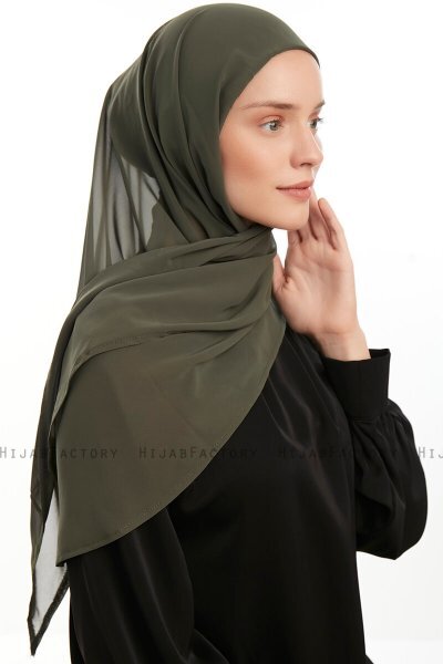 Sahar - Hijab Chiffon One Piece Kaki