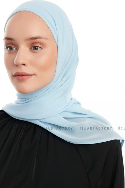 Sahar - Hijab Chiffon One Piece Bleu Clair