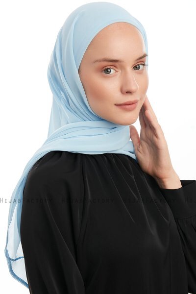 Sahar - Hijab Chiffon One Piece Bleu Clair