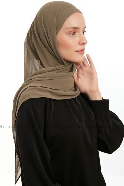 Sahar - Hijab Chiffon One Piece Olive Verte