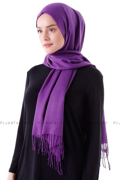 Demet - Hijab Pashmina Violet Foncé