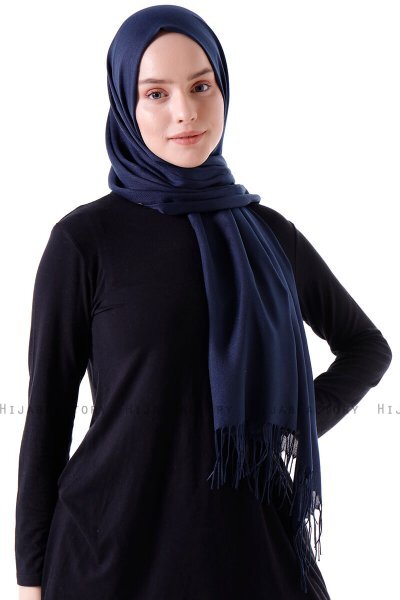 Demet - Hijab Pashmina Bleu Marin