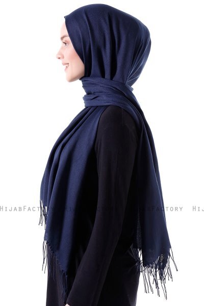 Demet - Hijab Pashmina Bleu Marin