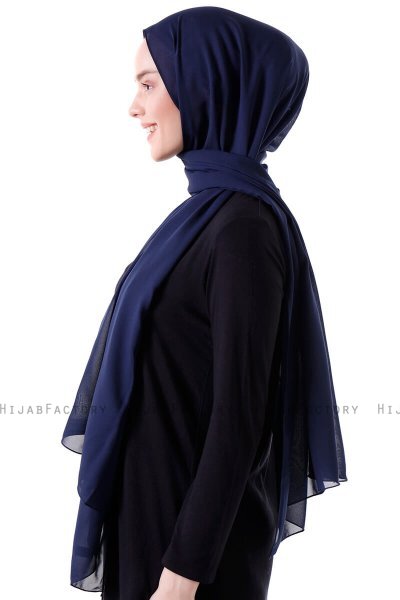 Hadise - Hijab Chiffon Bleu Marine Foncé
