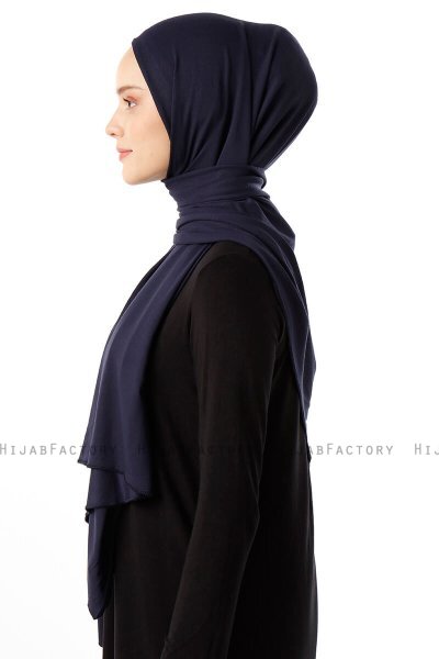 Neylan - Hijab Bleu Marin Basique En Jersey