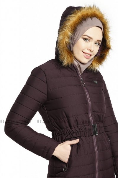 Yeliz - Veste Longue Violet Avec Capuche