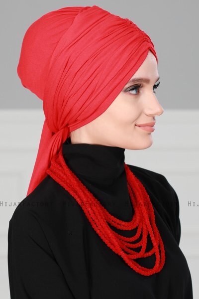 Amy - Turban En Coton Rouge - Ayse Turban