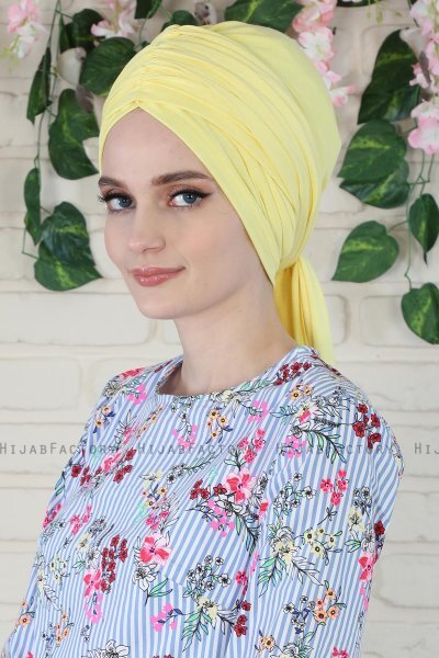 Amy - Turban En Coton Jaune - Ayse Turban