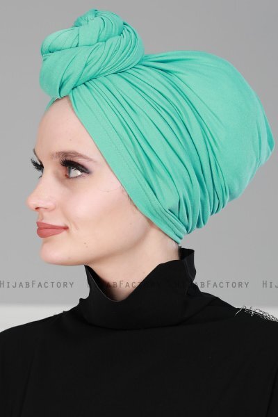 Amy - Turban En Coton Turquoise - Ayse Turban