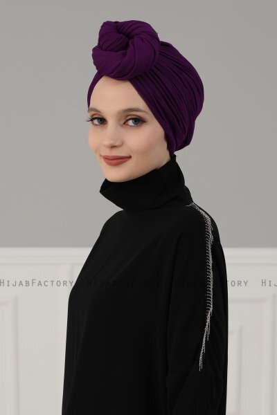 Amy - Turban En Coton Violet - Ayse Turban