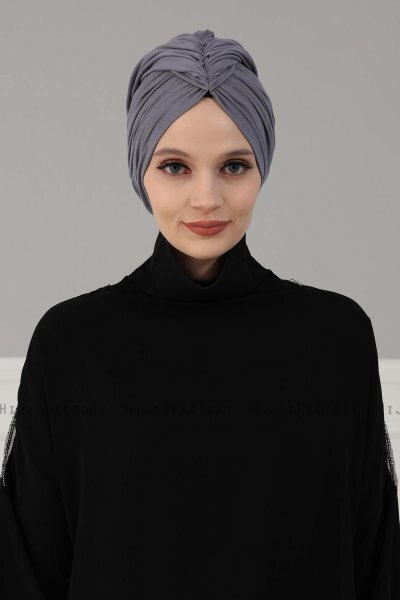 Amy - Turban En Coton Gris - Ayse Turban