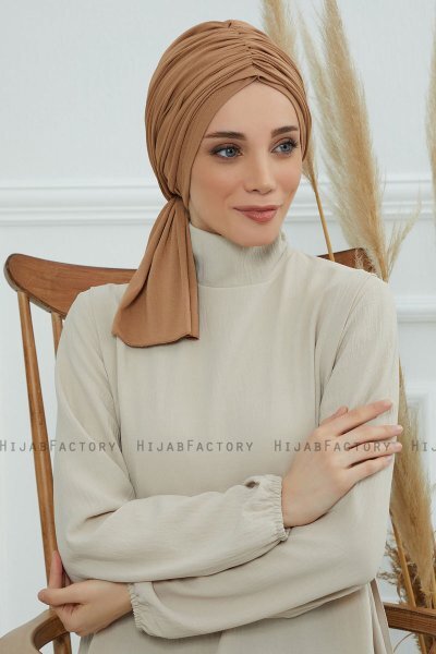 Amy - Turban En Coton Marron Clair