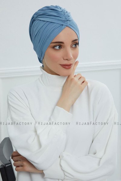 Amy - Turban En Coton Sky Blue