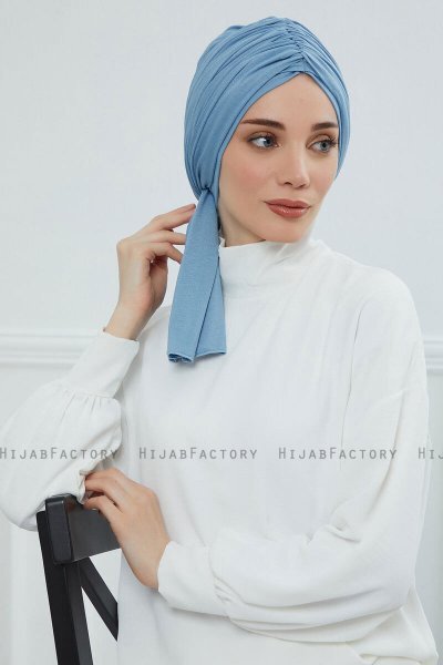 Amy - Turban En Coton Sky Blue