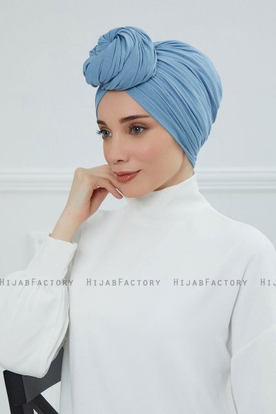 Amy - Turban En Coton Sky Blue