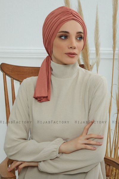 Amy - Turban En Coton Saumon