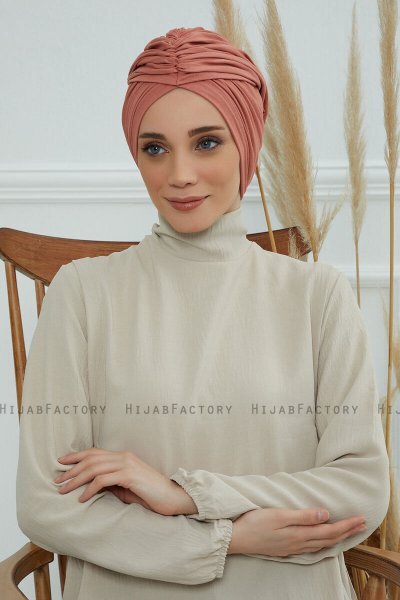 Amy - Turban En Coton Saumon