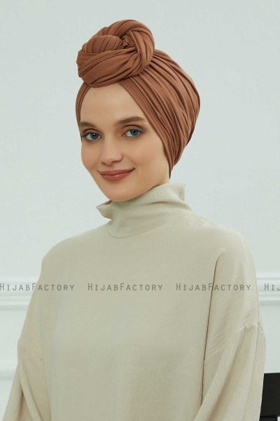 Amy - Turban En Coton Caramel