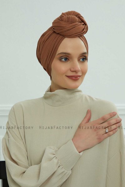 Amy - Turban En Coton Caramel