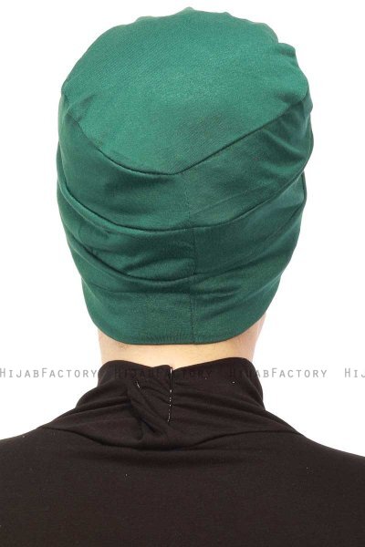 Stella - Turban En Coton Vert Foncé