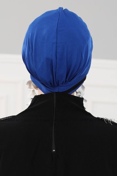 Elsa - Turban En Coton Bleu & Noir