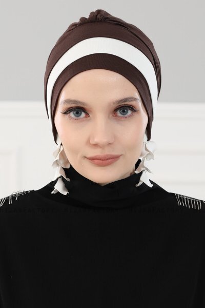 Elsa - Turban En Coton Kaki & Crème