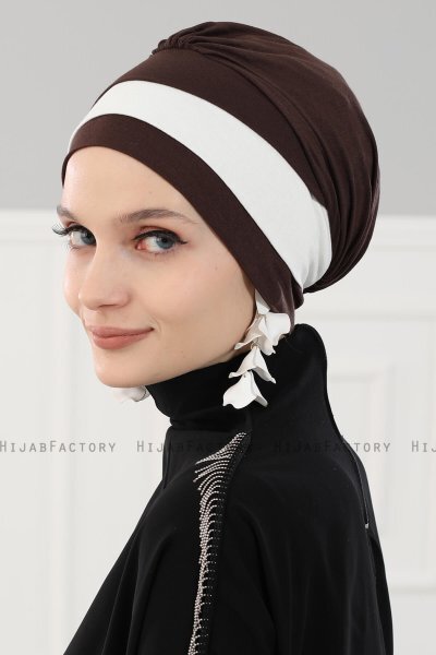 Elsa - Turban En Coton Kaki & Crème
