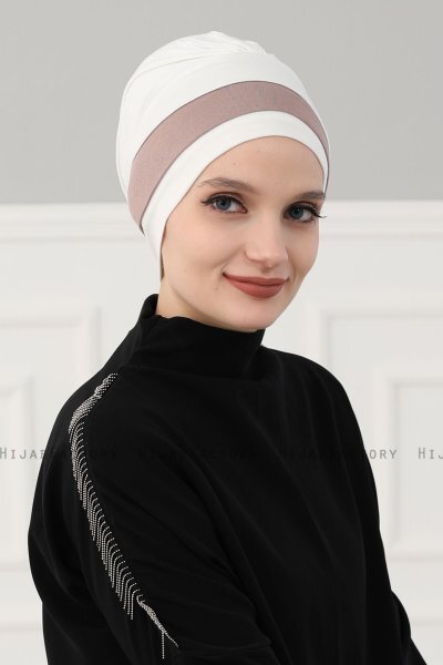 Elsa - Turban En Coton Crème & Taupe